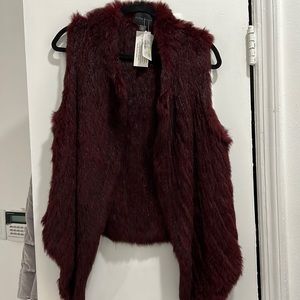 Burgundy Rabbit Fur Vest